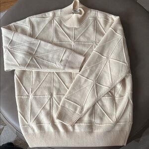 Cream Geometric Knit Men's Sweater